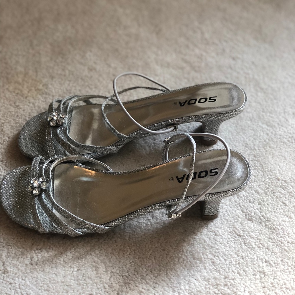 Kids silver fancy dress shoes